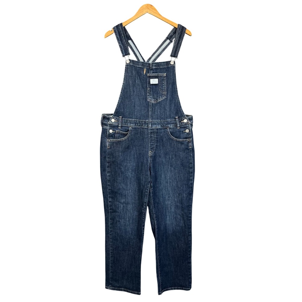 Levis Premium Overalls Womens 16W Denim Dark Wash Straight Leg Bib Jeans